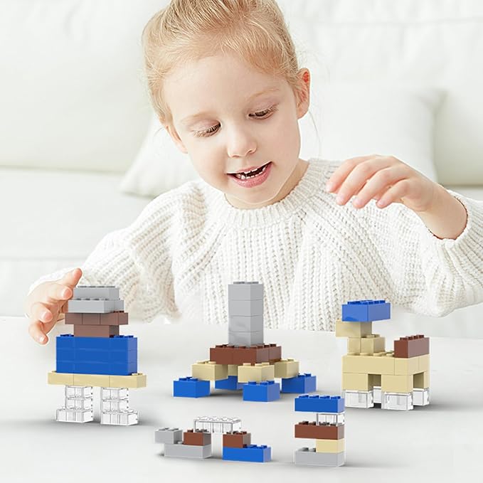 300 Pcs Classic Building Bricks, Light Gray Bulk Bricks,Compatible with Major Brands Parts and Pieces, Creative Building Block Toys for Boys Girls Ages 6 7 8 9 10 Year Old
