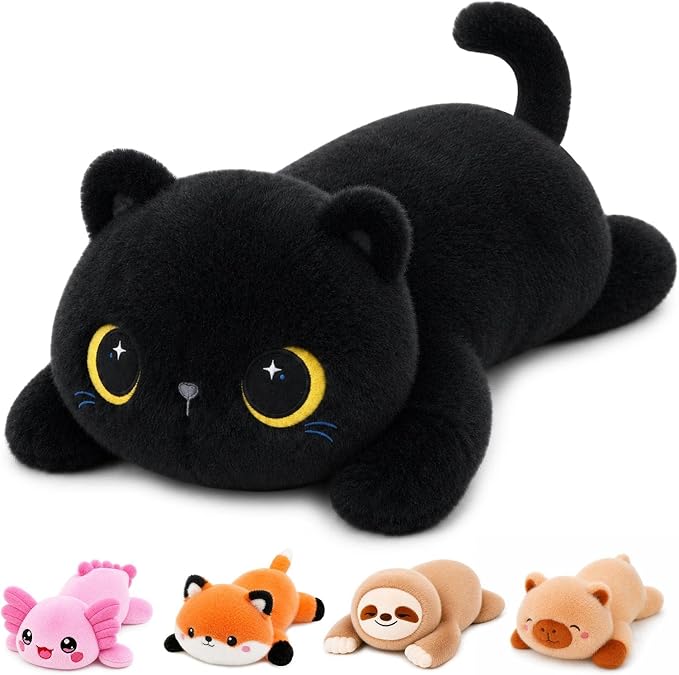 Black Cat Weighted Stuffed Animal, Soft Plush Toy Gift(10.6 Inch, 0.7 Lbs)
