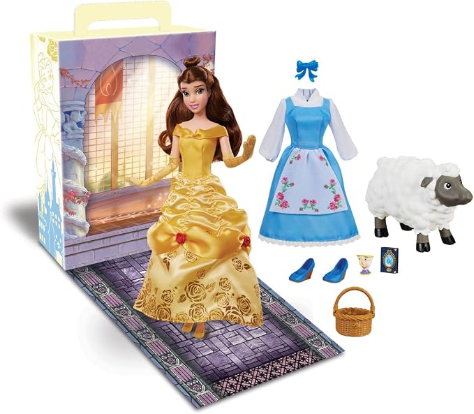 Disney Store Official Belle Story Doll - 11 Inches - Includes Coloring Book and Additional Dress, Princess Doll in Classic Outfit, Disney Princess Toys