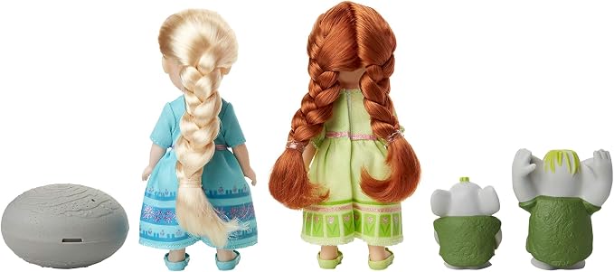 Disney Frozen Petite Anna & Elsa Dolls with Surprise Trolls Gift Set, Each Doll is Approximately 6 inches Tall - Includes 2 Troll Friends! Perfect for Any Frozen Fan!