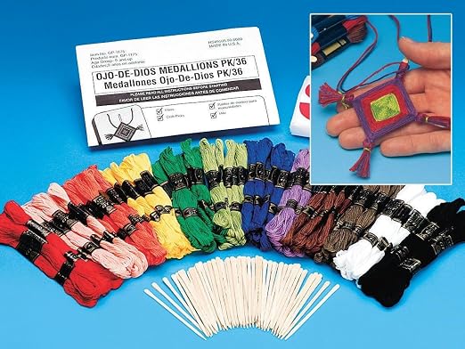S&S Worldwide Ojo De Dios Medallions Craft Kit, 3-1/2" Size, Pack of 36