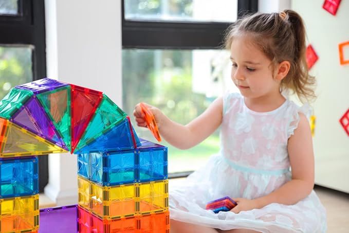 MEGAGONTILES 66PCS Premium Polygon Magnetic Tiles Set | STEM-Authenticated Magnetic Building Blocks | Educational Construction Toy for Kids Ages 3–8 (Boys & Girls)