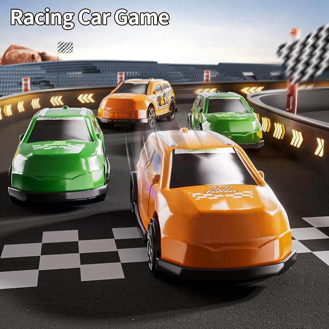 MSKOLER Car Race Track Sets for Kids 3 4 5 6 7 8 9 Years Old - Toy Car Track Set for Boys 3-5 6-8 8-12, Racing Game with 4 Small Cars, Boys Toy, Gifts for Girls 3-8