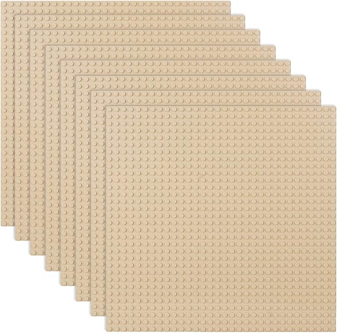 LVHERO Classic Baseplates Building Plates for Building Bricks 100% Compatible with All Major Brands-Baseplate, 10in x 10in, Pack of 8 (Sand)