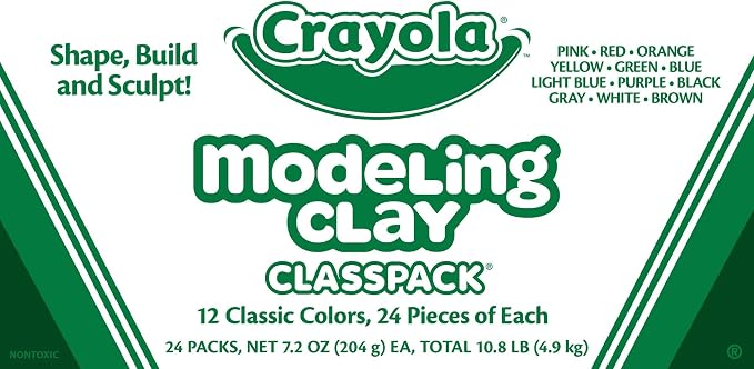 Crayola Modeling Clay Classpack (24 Packs), 12 Colors, Nontoxic, Teacher Classroom Must Haves, School Supplies for Kids