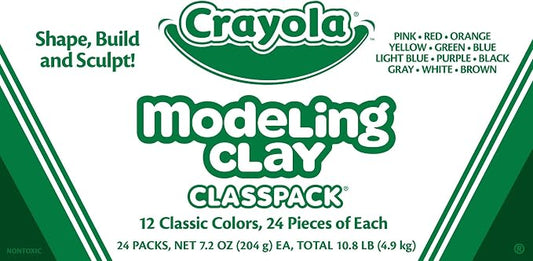 Crayola Modeling Clay Classpack (24 Packs), 12 Colors, Nontoxic, Teacher Classroom Must Haves, School Supplies for Kids