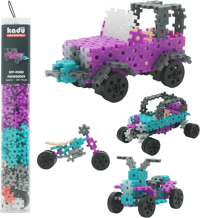 Mechanicals - Off-Road Renegades Purple - 300 Pieces STEM/STEAM Interlocking Connecting Building + Construction Toy, for Open + Imaginative Play Kids Ages 6+