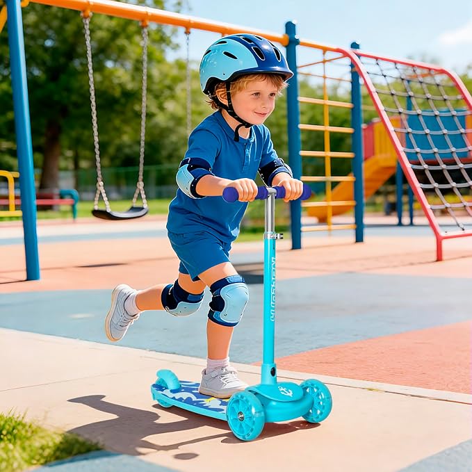 Nattork 3-Wheel Toddler Kick Scooter for Kids Girls Boys – Adjustable Height Scooter with Light-Up Wheels, Anti-Slip Deck, Lean-to-Steer Design for Ages 2-8