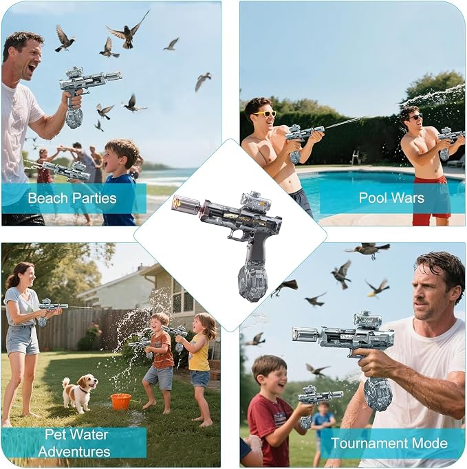 Electric Water Gun for Kids Age 3+,CreatiMachi Light Up Water Gun Pistol