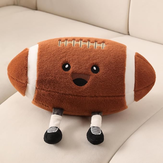 Football Plush, Funny Football Stuffed Animal Toy for Kids, Cute Football Plush Gift for Fans, Sport Throw Pillow for Boys Room Decor, Couch or Bed Birthday Gifts (Football 9 Inch)