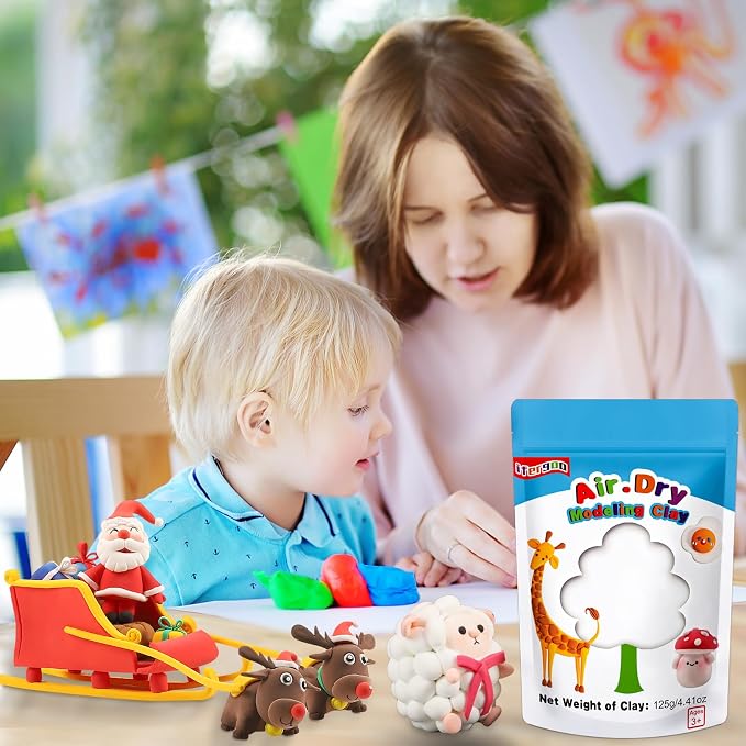ifergoo Foam Modeling Clay, White Air Dry Clay, Super Light Magic Clay for School Art & Craft Project, Soft, No-Sticky & Non-Toxic, Best Gift for Age 3-12 Kids