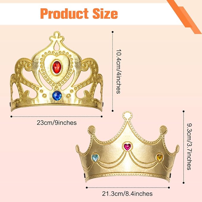 Bettoor 48 Pcs Foam Princess Crowns Set, Foam Crowns for Kids to Decorate, Crown Crafts for Kids to DIY Prince Crown Kit, Make Your Own Crowns with Rhinestone Stickers (24 Crown+24 Stickers)