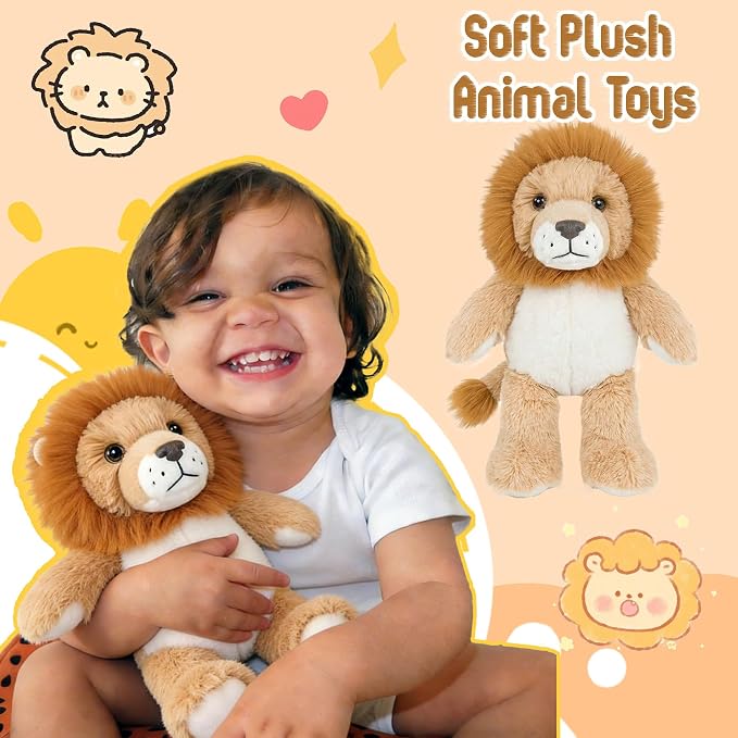 Stuffed Animal Plush Toy Soft Plushie Cuddly Lion Cute Plush Toy for Kids Toddlers Boys Girls Birthday Christmas Nursery Decor Party Favors