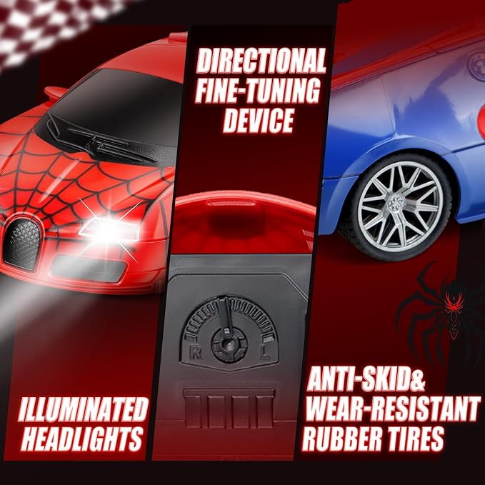 Aooess Remote Control Car Toy for Kids: Spider Rc Cars for Boys Age 4-7 Toy Cars for Boys Age 4-7 Racing Car Toys Spider Toys for Boy 4-6 Birthday Gift for 3 4 5 6 7 8 9 Year Old Boy Girls, Red