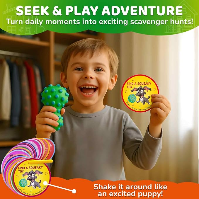 QUOKKA Scavenger Hunt Game for Toddlers 3-5 – 50 Toddler Activities Indoor Cards Game Set - Fun Educational Play for Preschool Boys and Girls and Early Development
