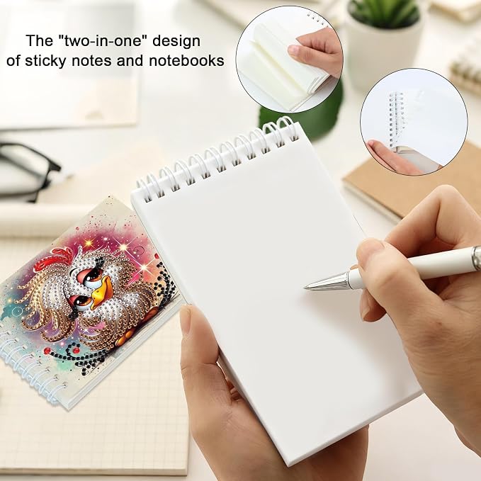 Formeydemi 2 Pcs Chicken Diamond Painting Notebook 80 Pages for Adults,Diamond Art Journal and DIY Sketchbook, Diamonds Art Kit Supplies,Gift for Beginners, Craft Lovers, Artists. (Chicken)