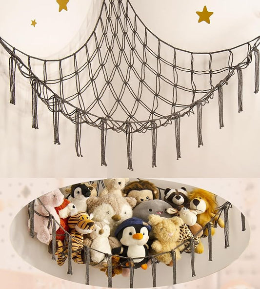 mirolam Stuffed Animals Hammock Net Corner-Hanging Stuff Animal Toy Storage Organizer for Plush Plushie Room Bedroom Nursery Decor Toy Storage Organization