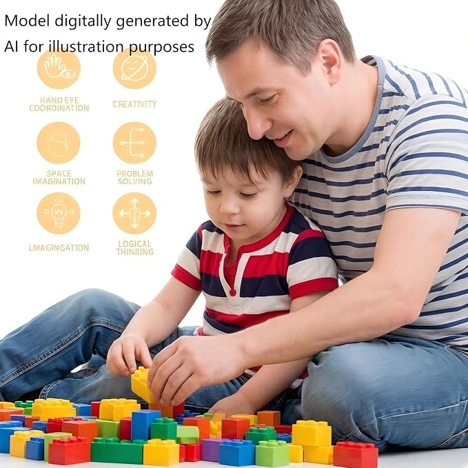 300Pcs Building Brick Bulk, Yellow Bulk Bricks with 5 Sizes, Compatible with Lego and Parts and Pieces, Creative Building Block Toys for Boys Girls Ages 6 7 8 9 10 Years Old