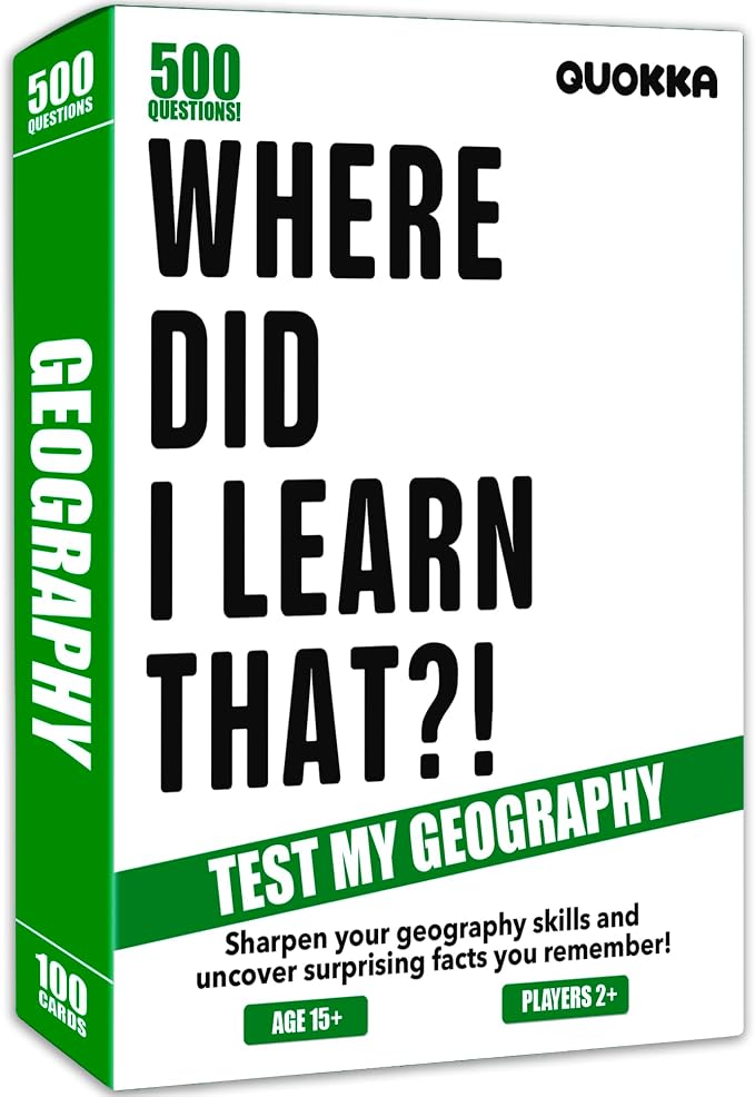 QUOKKA Trivia Card Games for Adults with 500 Questions – Geography Board Games for Adults, Teens and Families – Trivia Cards with Answers – Fun Party Game for Family Game Night