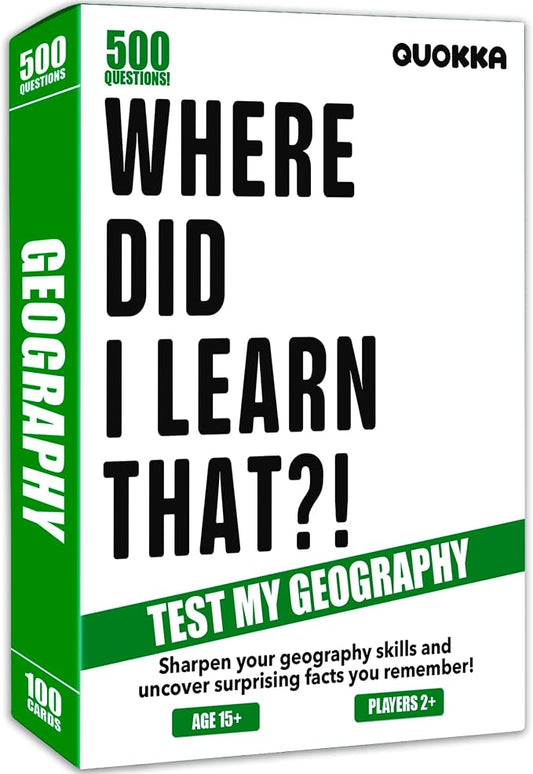 QUOKKA Trivia Card Games for Adults with 500 Questions – Geography Board Games for Adults, Teens and Families – Trivia Cards with Answers – Fun Party Game for Family Game Night