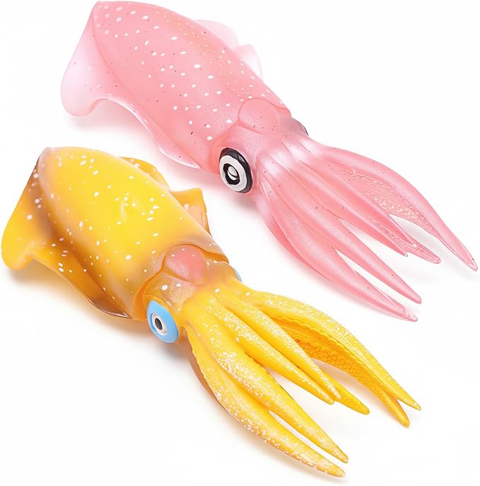 Gemini&Genius Squid Toy for Kids, Marine Bioluminescent Animal Cuttlefish Toy Sea Animal Action Figure Gift Great for Educational, Cake Topper, Swim, Bath, Stocking Stuffer for Kids