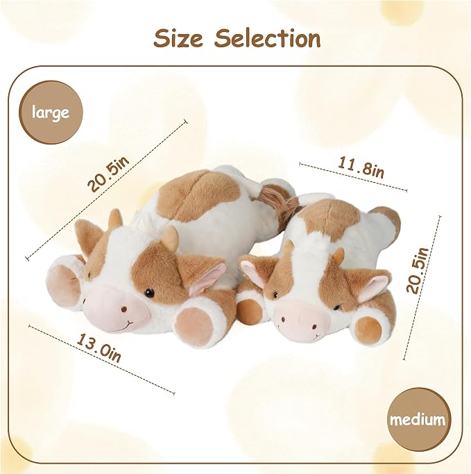 GILFWM Weighted Stuffed Animals Cow - 20.5" Cute Toy Pillow Plushie Gifts for Kids Boys Girls & Adults, 3 lbs Soft Washable Plush Pillowfort