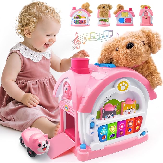 Toys for 1+ Year Old Girls – 9-in-1 Montessori Musical Toddler Activity House with Lights, Sounds, Bilingual Learning, Ideal 1st Birthday Xmas Gifts for Girls Ages 1 2 3