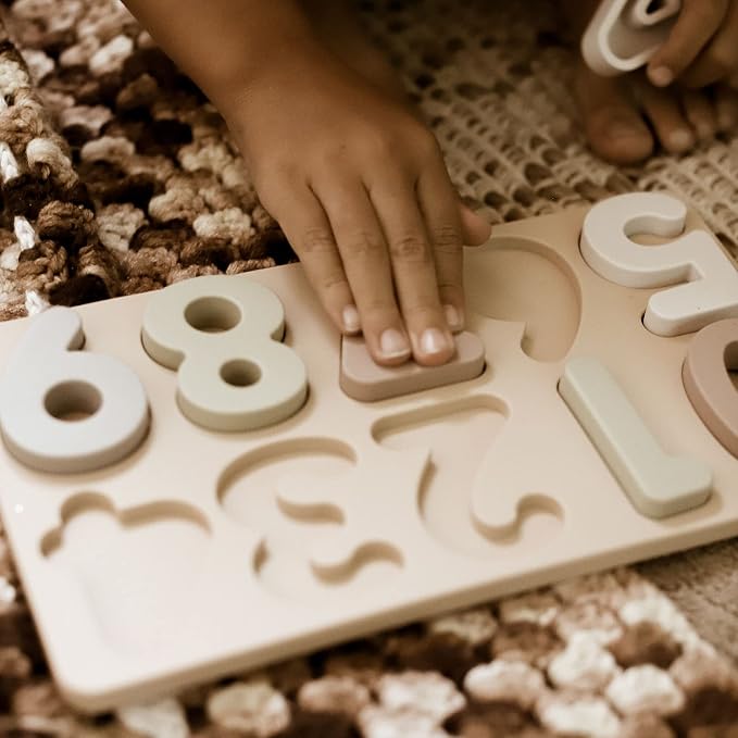 Ali+Oli Baby Soft Silicone Number Puzzle Toys for Toddlers (11 Piece Set) - Montessori Learning Puzzle - Silicone Number Shape Sorter Toy