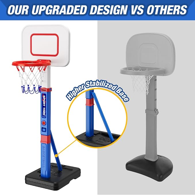 HYES Toddler Basketball Hoop, 55" Height Adjustable Basketball Hoop for Kids 3-5, Kids Basketball Goal, Indoor Outdoor Sport Toys Christmas Birthday Gifts for Baby Boys Girls