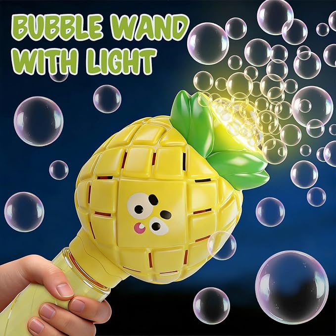 Aooess Bubble Wands for Kids Ages 3-5 Years Old: Automatic Bubble Machine for Kid, Light Up Bubble Wand Toddler Outdoor Toys, Summer Outdoor Party Birthday Gift for 3 4 5 6 7 8 Year Old Girls, Yellow