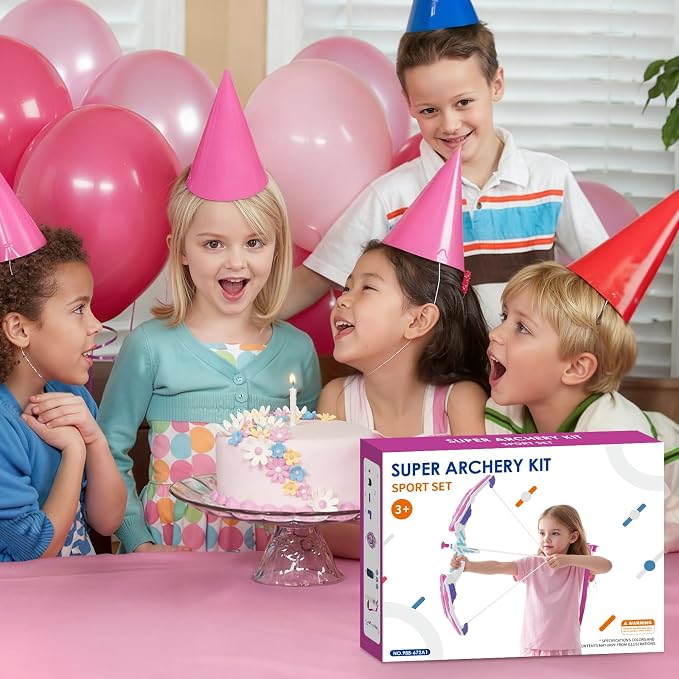 HYES Bow and Arrow for Kids, LED Light Up Unicorn Archery Set with 12 Suction Cup Arrows, 1 Standing Glow Target, 3 Score Targets & 1 Quiver, Indoor Outdoor Sport Toys for Boys Girls Ages 4-12