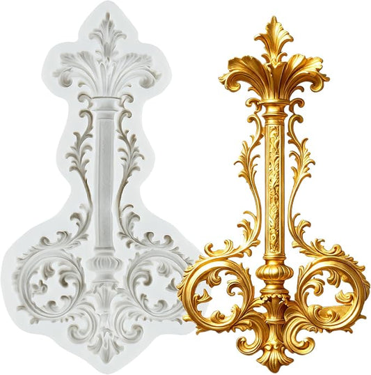 Baroque Scroll Relief Lace Silicone Mold Vintage Curlicues Flower Lace Filigree Polymer Clay Molds for DIY Crafts Epoxy Resin Casting Air Dry Polymer Clay Plaster Jewelry Making