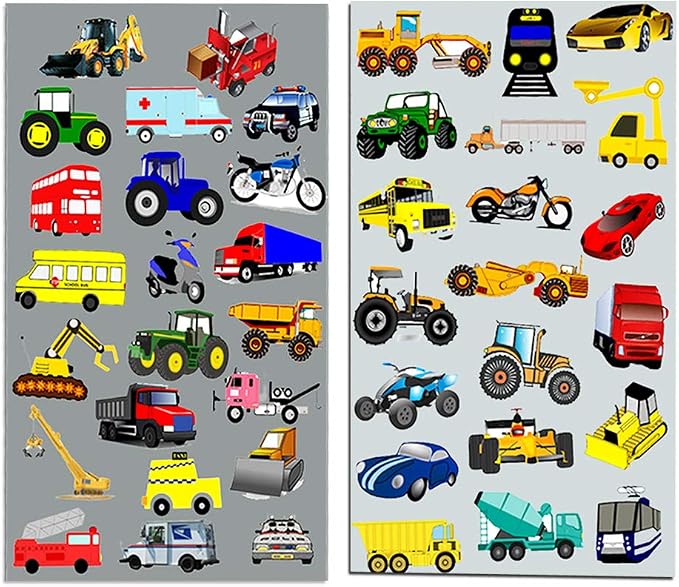 Cars and Trucks Stickers Party Supplies Pack Toddler - Over 160 Stickers for Toddler Boys and Girls (Cars, Fire Trucks, Construction, Buses & More!)