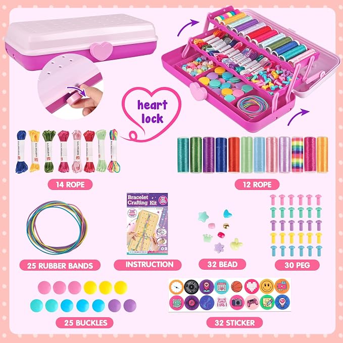 TingingYuli Friendship Bracelet Making Kit for Girls Ages 8-12, DIY String Bracelet Maker with 3-Layer Storage Box, Jewelry Making Kit Arts and Crafts Toy Gift for Kids Ages 6-12