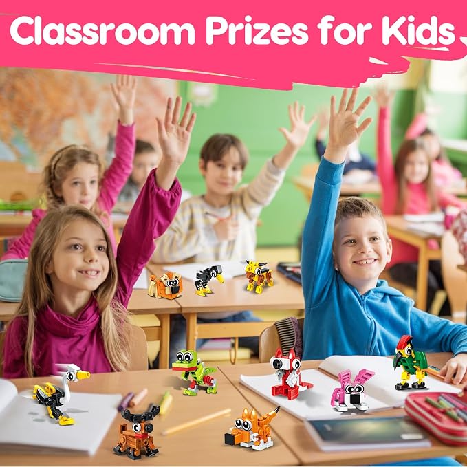 30PCS Mini Animal Building Blocks Party Favors for Kids 4-8 8-12 Goodie Treat Bag Stuffers Classroom Treasure Box Toys Carnival Prizes Bulk Pinata Fillers Birthday Trinket Back to School Student Gifts
