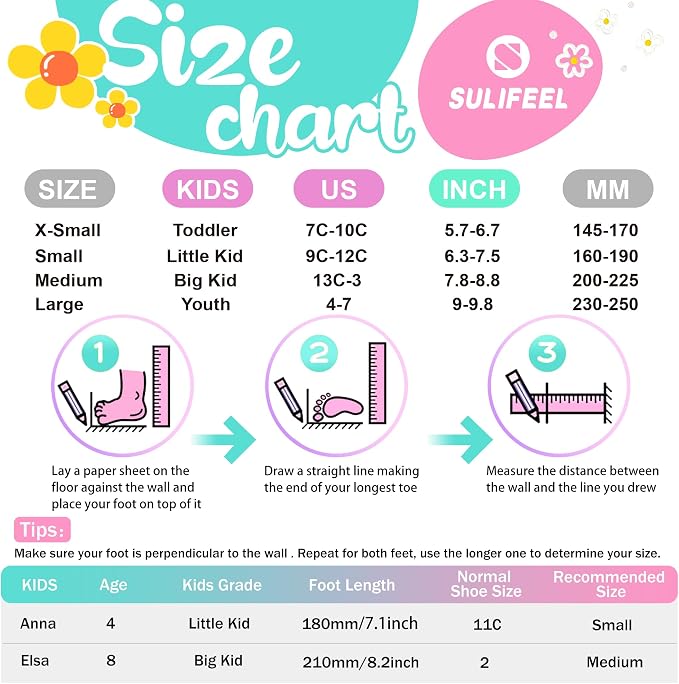 SULIFEEL Rainbow Unicorn 4 Size Adjustable Roller Skates for Girls Boys for Kids Ages 3-5 5-8 6-12 Children Skates Indoor Outdoor