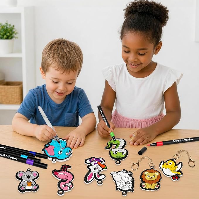 CZTCDP 3D Art Kit, 15 Pcs Magic Foam Texture Painting Animals Craft Kit, Mess-Free DIY Coloring Activity for Kids, Screen-Free Birthday Christmas Gift for Boys Girls Ages 3 4 5 6 7 8 9 10