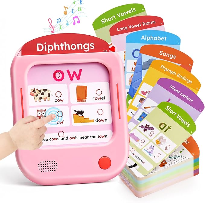 JoyCat Phonics Learning Tablet, Learn to Read with 156 Pages Talking Flash Cards, Digraphs CVC Blends Long Vowel Sounds Phonics Games, Progressive Educational Toy, Gift for Boys Girls Ages 3-8