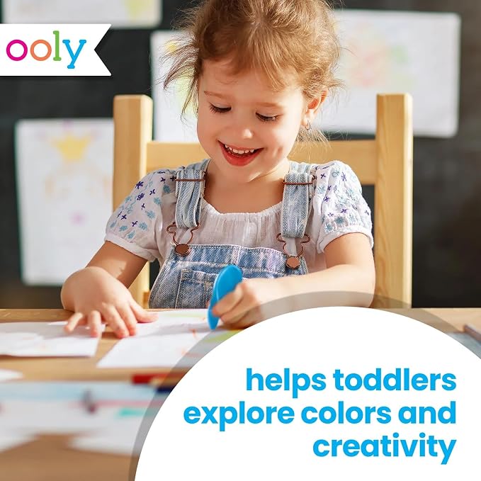Ooly Ergonomic Erasable Crayons for Young Kids, 10 Colored Crayons in Bright Colors are Non-Toxic and Made from Eco-Friendly Polymers, No Rolling Crayon, Gifts for Kids