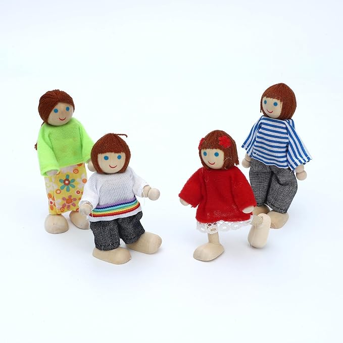 ONEST 10 Pieces Wooden Dollhouse Family Set Mini People Figures Sets Dollhouse Dolls Wooden Doll Family Pretend Play Figures Accessories for Pretend Doll House