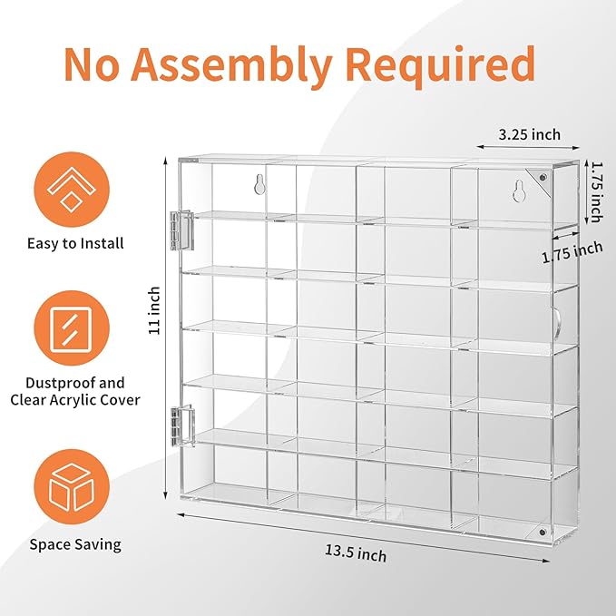 2 Pack Display Case for Hot Wheels - Acrylic Showcase & Storage Organizer - No Assembly Required for NASCAR Matchbox, Collectible Cars & Model Vehicles
