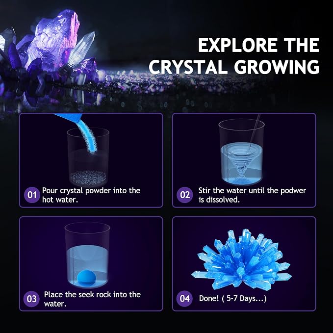 Japace Earth Science Kits for Kids Age 6-8-12-14, Birthstone Gemstone Dig Kit, Geology Kit with Break Your Own Geodes, Crystal Growing Experiment, Rock Mining Kit Birthday Gifts Toys for Boys Girls