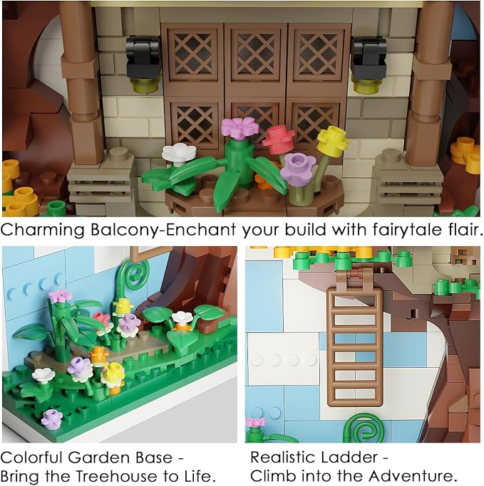 TG BLOCKS Micro Brick Eif Tree House Building Set, 3D Wall Art Home Office Decoration or Table Display, Creative Building Craft Set, Ideas Gift Building Toy for Adults,Teens Ages 8+ Kids