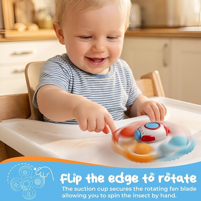 Baby Rocket Suction Cup Spinner Travel Toys for Kids Ages 1-3, Fidget Spinner Toys for 1 Year Old Boy Girl 12 Months, Sensory Bath Toy for Toddlers Infants Birthday Gifts