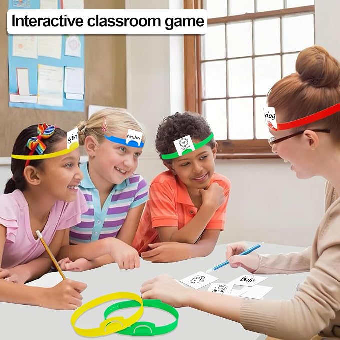 12 Pcs Guess Who Headbands Game Can Insert Cards Fun Heads Up Guessing Family Game Night Party Board Games for Kids and Adult
