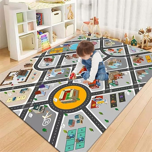 Kids Rug Play Mat Great for Playing with Cars and Toys,Educational Kid Road and Traffic City Life Carpet,Children Baby Fun Throw Rug for Bedroom Play Room,47X63Inch/120X160CM