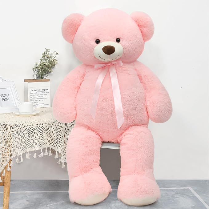 Tezituor Valentines Pink Big Teddy Bear, 5ft Giant Bears Stuffed Animal Plush,59” Soft Bear Plushies for Girls Girlfriend for Christmas, Birthday