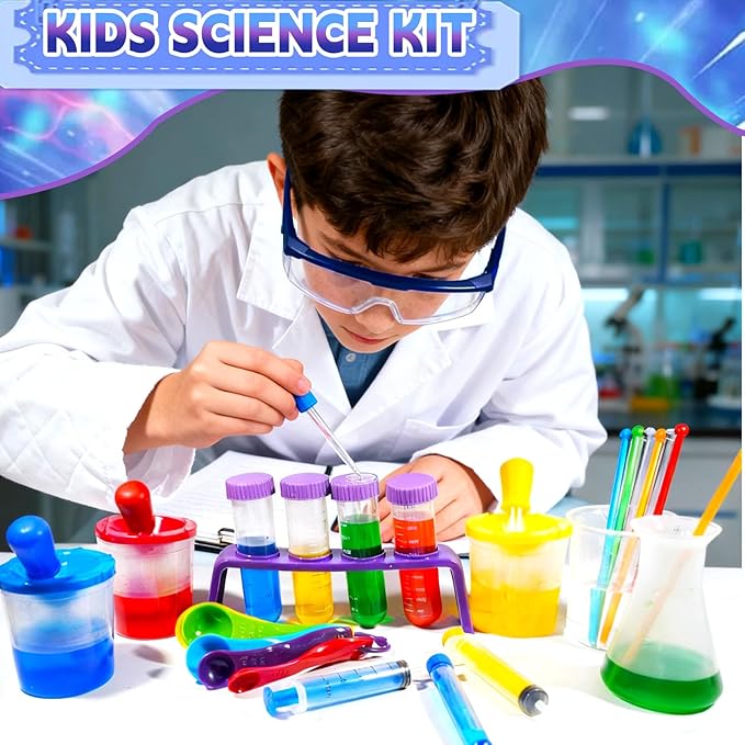 Bbiamsleep 37 Pcs Science Kits for Kids, Beakers and Test Tubes Droppers Set, Kids Science Experiment Kit Include Magnifying Glass Plastic Test Tubes for Christmas Birthday Party Gift, 3+ Years Old