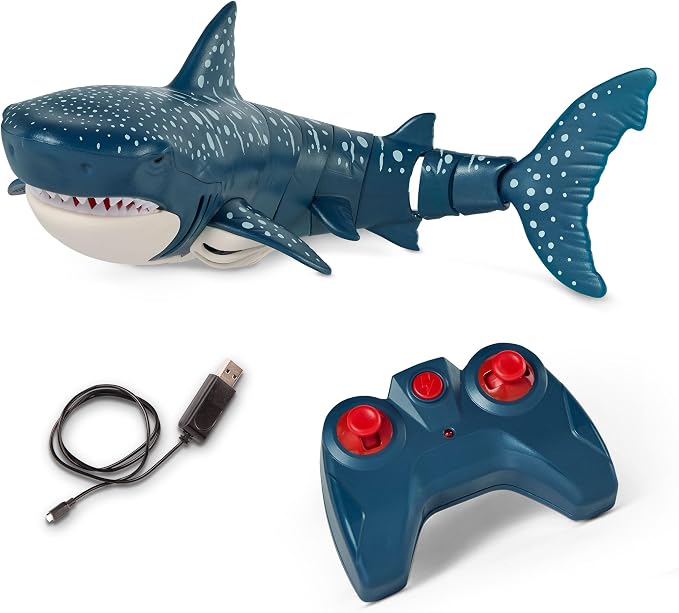 Terra by Battat - Remote Control Shark – Realistic Moving RC Whale Shark Toy for Water Play & Swimming Pools – Fun RC Pool Ocean Lake Toys for Kids – Battery-Operated Floating Toy - 3 Years +