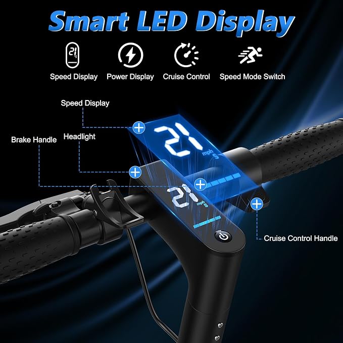 Maxshot Electric Scooter, 8.5" /10" /14" Tire, 16/19/22 Mph Top Speed, 12/16/21/27/28/49/50 Miles Long Range, Folding Escooter for Adults and Kids with Seat Bag, Dual Braking, Dual Suspension, App